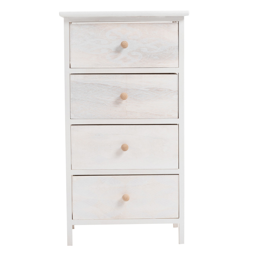 Mueble Ancho Betma Blanco Beige 4 Cajones   