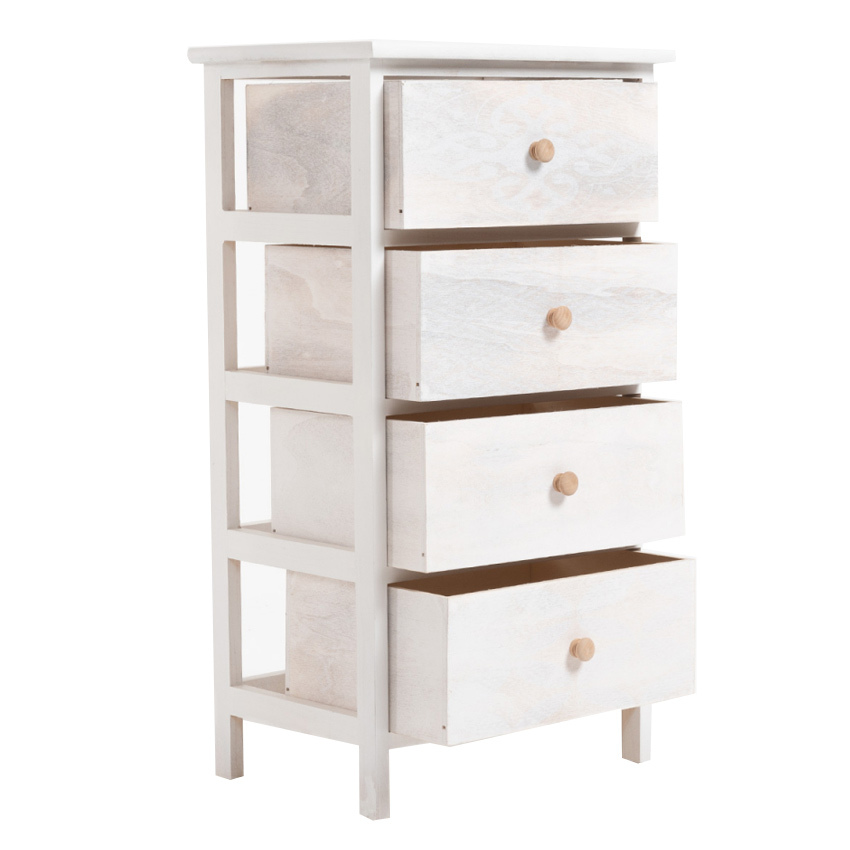 Mueble Ancho Betma Blanco Beige 4 Cajones   