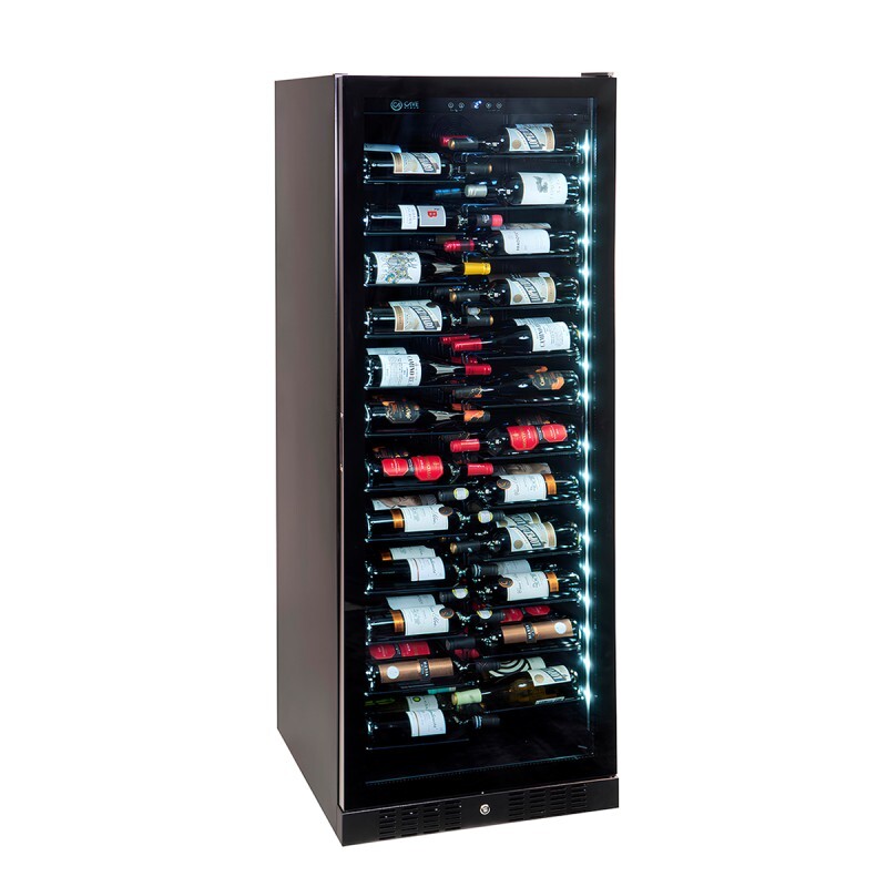 Vinoteca negra grande con puerta reversible 143 botellas CV-143LV