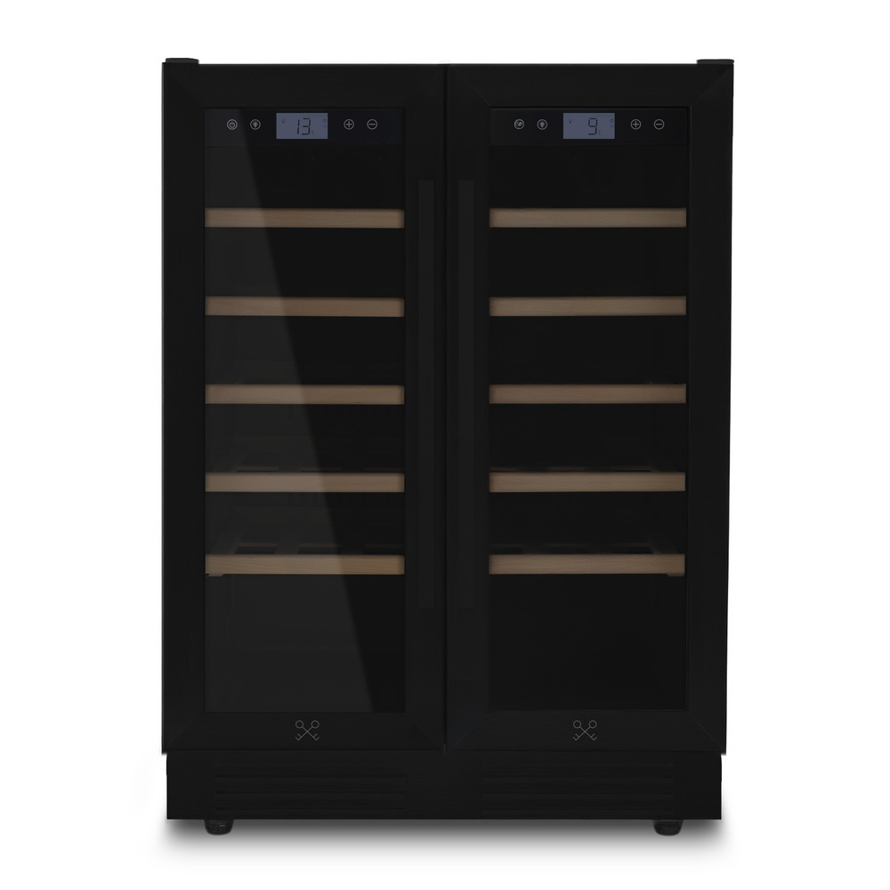 Vinoteca negra de 2 puertas para 42 botellas Integrable 2 zonas temperaturas CAVCEDB42 