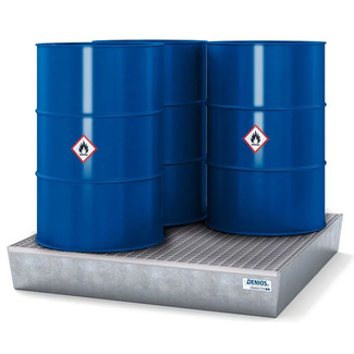 Cubeto Classic-Line en Acero Galvanizado con Rejilla para 4 Bidones 