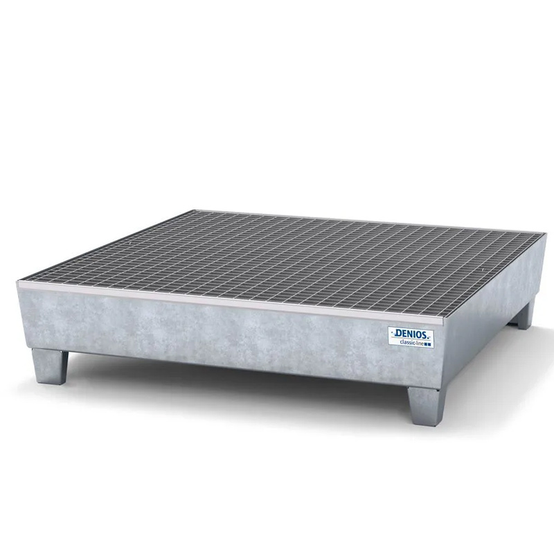 Cubeto Classic-Line en Acero Galvanizado con Patas y Rejilla para 4 Bidones 