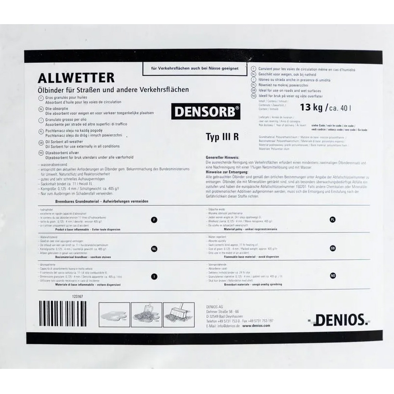 Granulado DENSORB Tipo III R Absorbente de Aceite 40 litros 