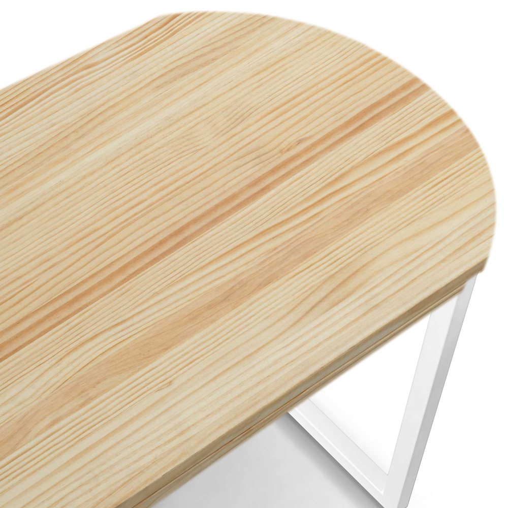 Mesa Comedor Uley Forma Especial Pata Blanca y Madera Linaza Natural Box Furniture