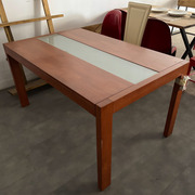 Mesa Comedor de Madera y Cristal 145 x 90 x 75 cm Color Cerezo  