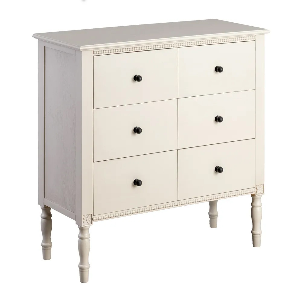 Cómoda de Madera de Pino 6 Cajones 33 x 75 x 75 cm   
