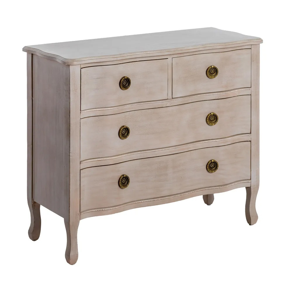 Cómoda de Madera de Abeto 4 Cajones 38 x 98 x 78 cm   