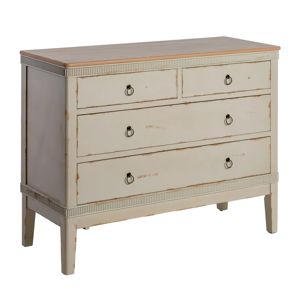 Cómoda de Madera de Abeto 4 Cajones 45 x 115 x 90 cm  