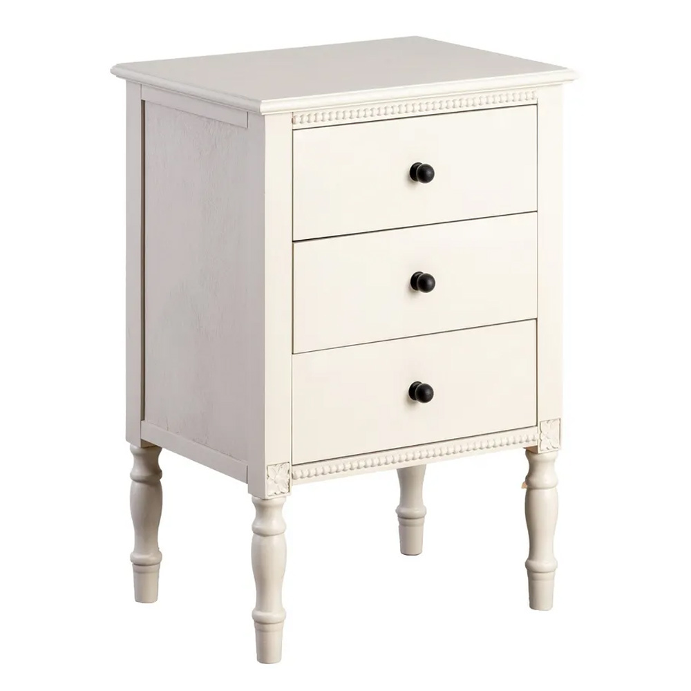 Mesita de Noche de Madera de Pino 3 Cajones 33 x 43 x 61 cm       