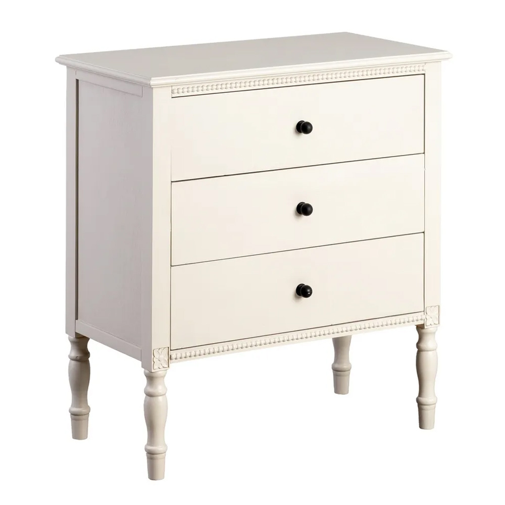 Mesita de Noche Madera de Pino 3 Cajones 33 x 61 x 66 cm 