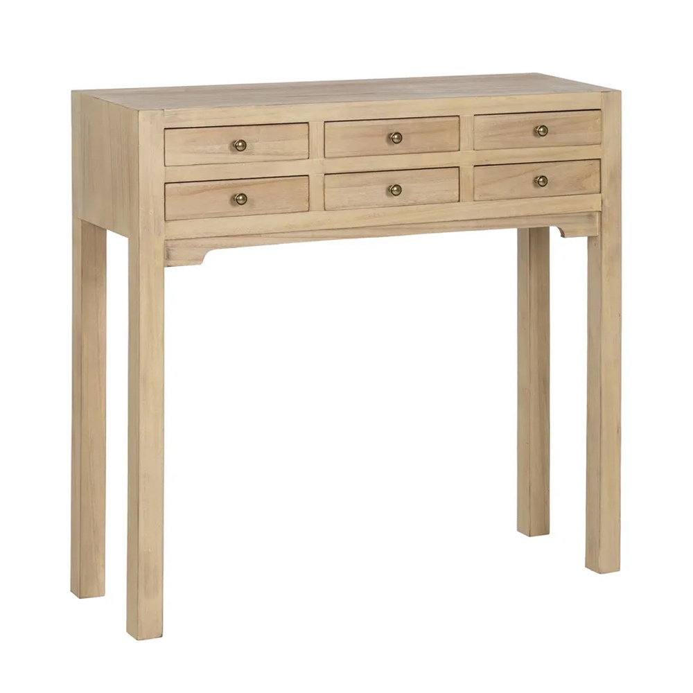 Consola de Madera 6 Cajones 26 x 85 x 85 cm   