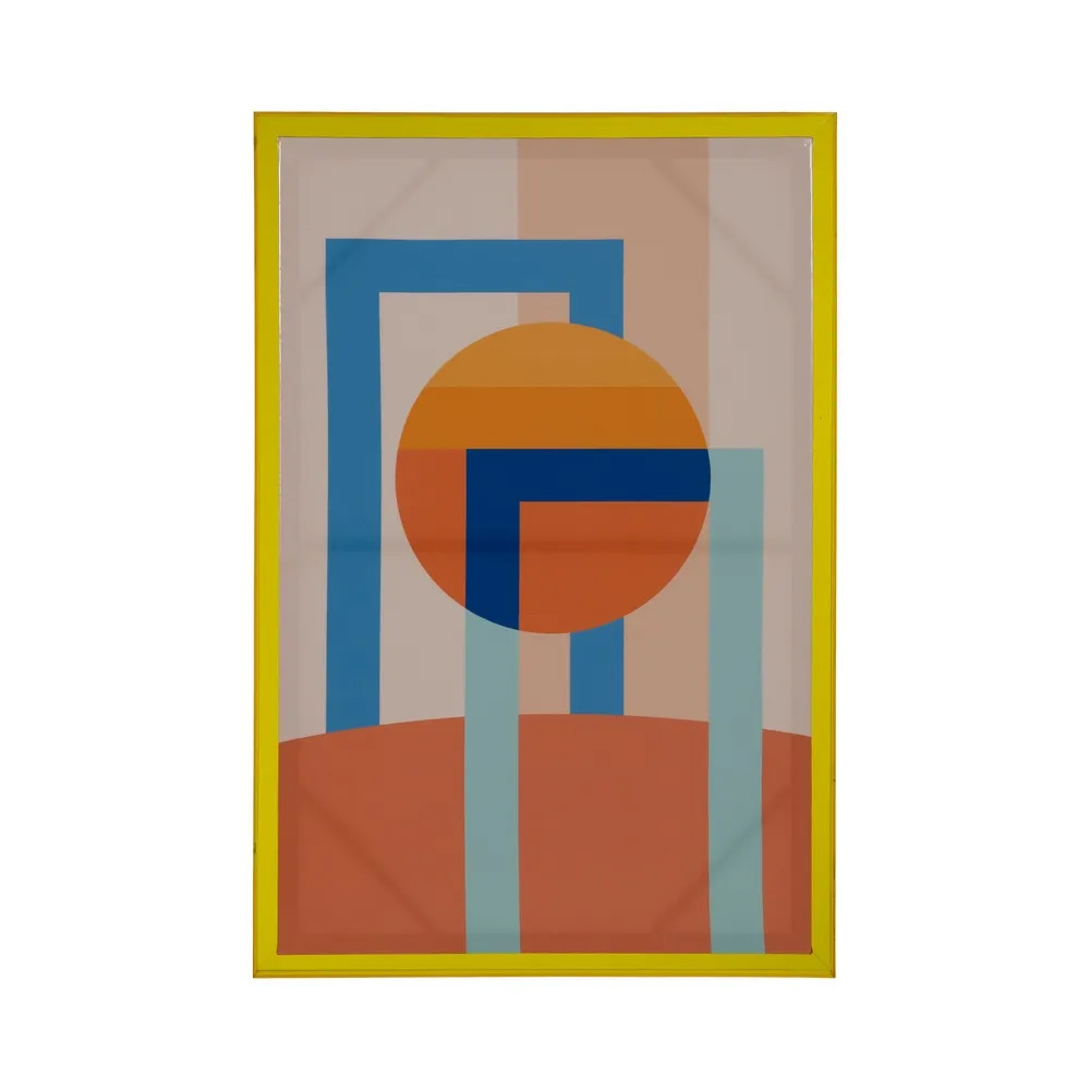 Cuadro Abstracto Impreso Marco Amarillo 3,3 x 80 x 120 cm   