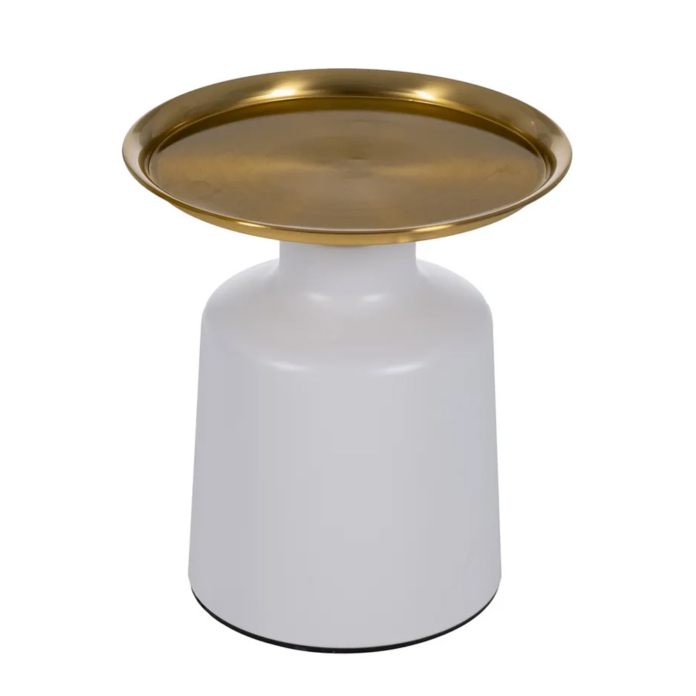 Mesita Auxiliar de Hierro Blanco Oro 50 x 50 x 47,5 cm 