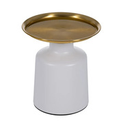 Mesita Auxiliar de Metal Blanco Oro 50 x 50 x 47,5 cm 