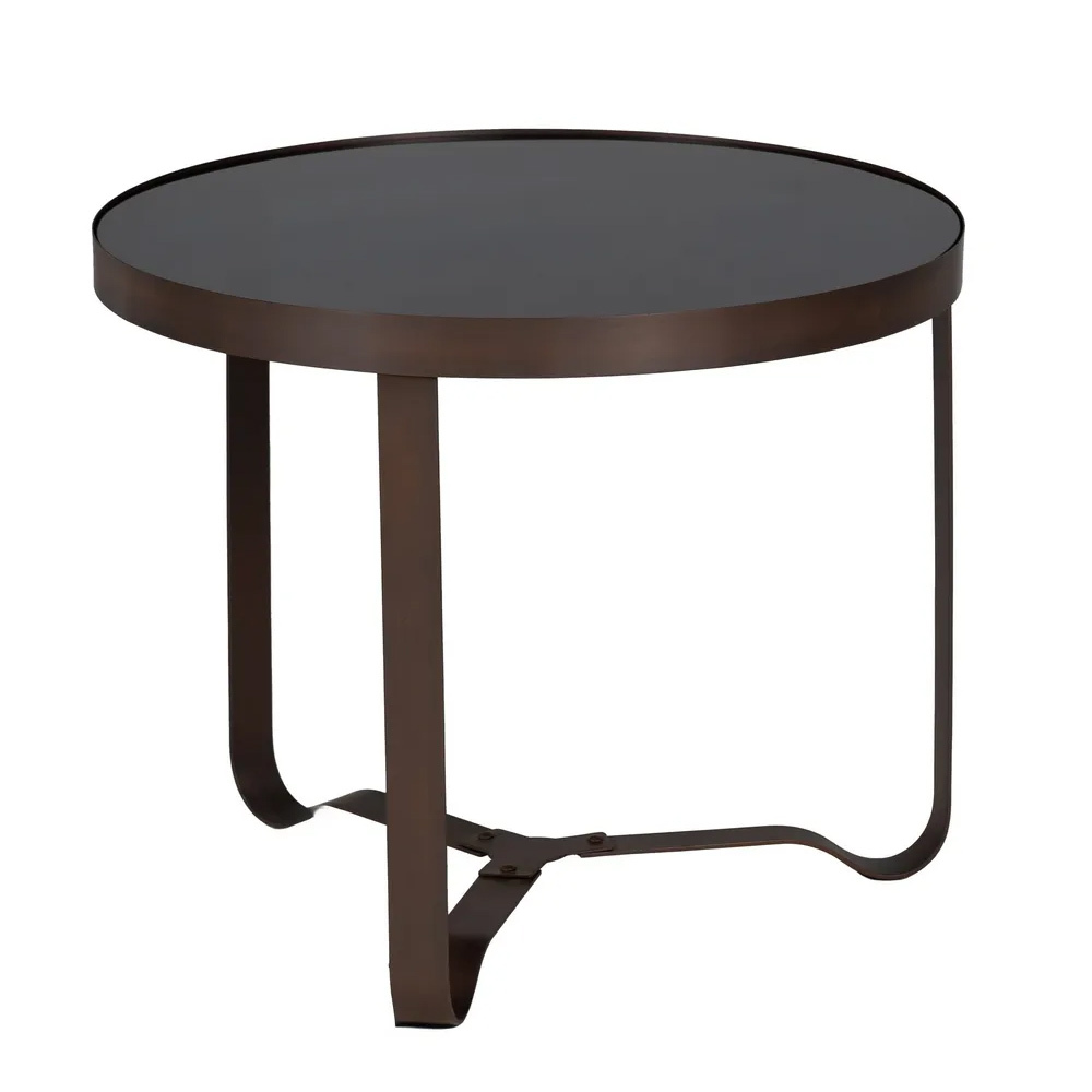 Mesa de Centro en Hierro y Cristal Marrón Osucro 60,5 x 60,5 x 50 cm   