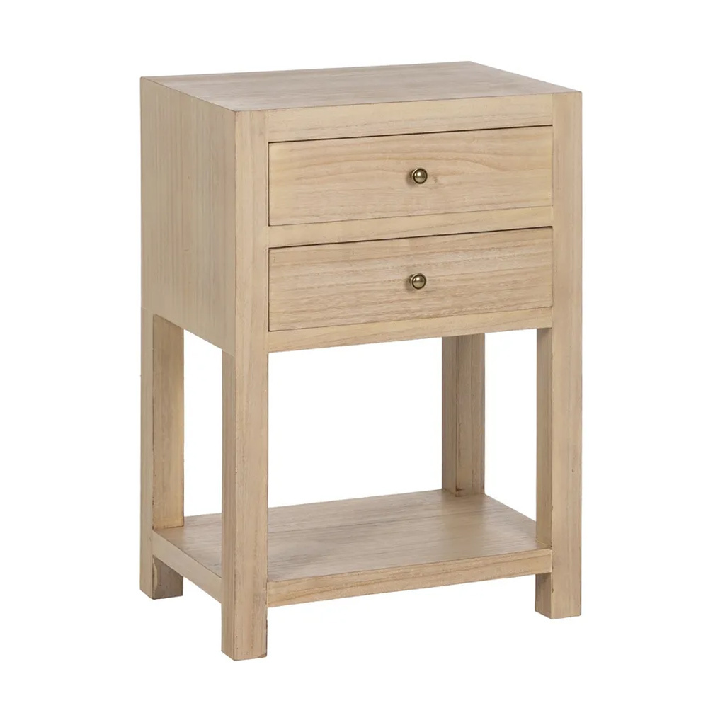 Mesita de Noche DM Natural 2 Cajones 30 x 45 x 66 cm 