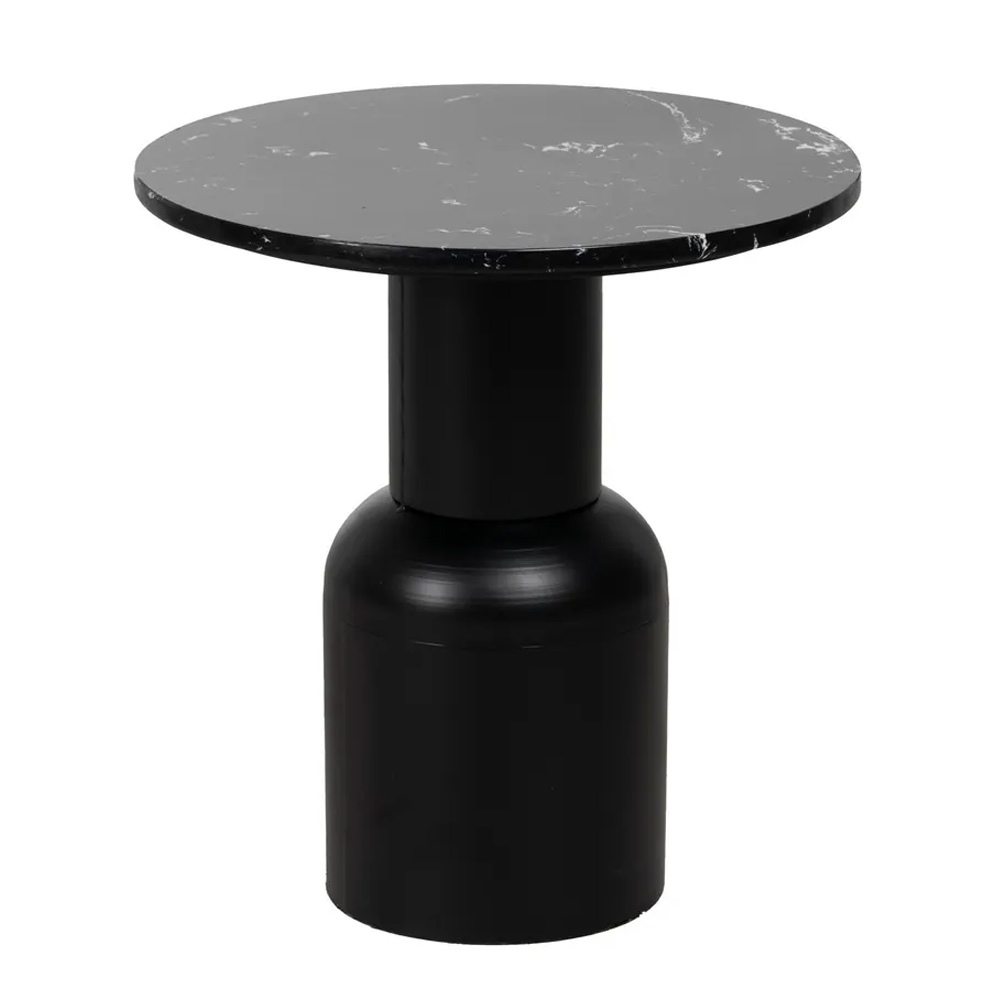 Mesa Auxiliar de Hierro y Mármol Negro 45 x 45 x 46 cm    
