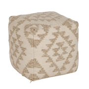 Puf de Textil Mixto Blanco Natural 45 x 45 x 45 cm 