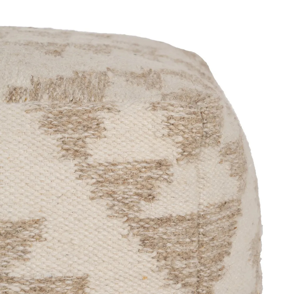 Puf de Textil Mixto Blanco Natural 45 x 45 x 45 cm 