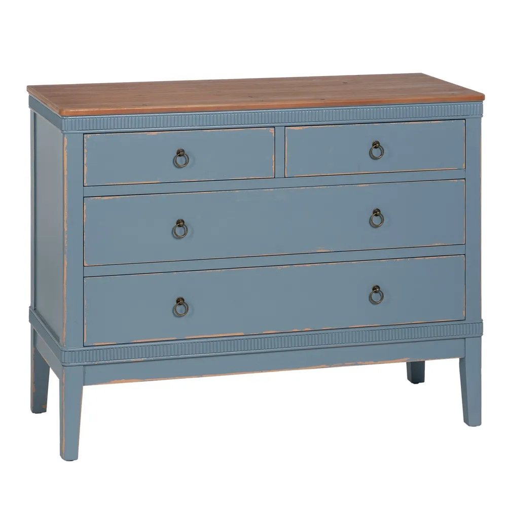 Cómoda de Madera Azul 4 Cajones 45 x 115 x 90 cm 