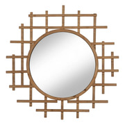 Espejo de Pared de Madera Natural 3,5 x 100 x 100 cm 