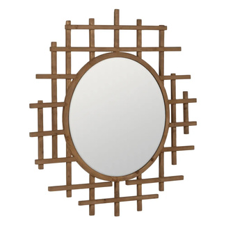 Espejo de Pared de Madera Natural 3,5 x 100 x 100 cm 