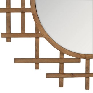 Espejo de Pared de Madera Natural 3,5 x 100 x 100 cm 
