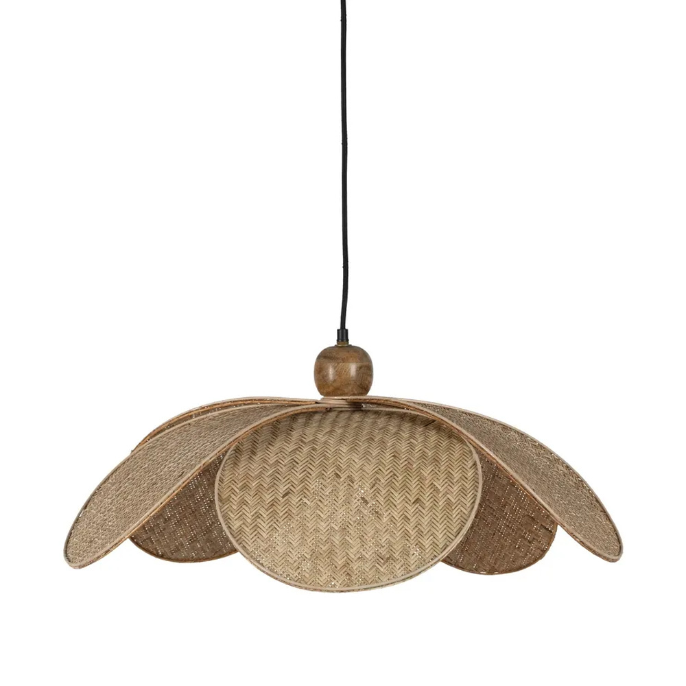 Lámpara de Techo Fibra Natural y Madera 63 x 63 x 30 cm 
