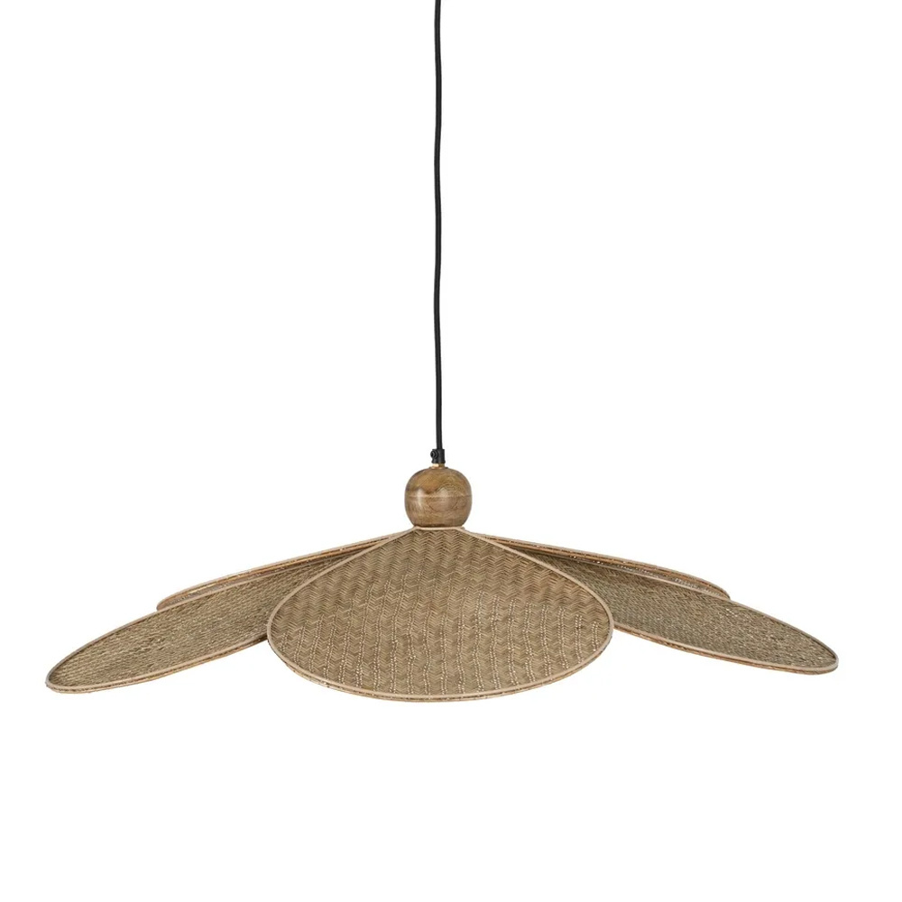Lámpara de Techo Fibra Natural y Madera 82 x 82 x 28 cm 