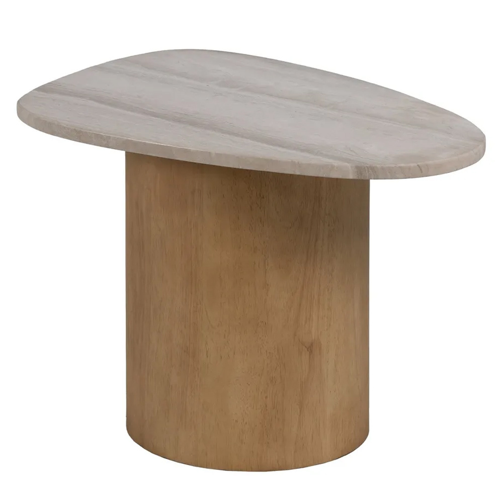 Mesita Auxiliar de Madera DM y Mármol Natural Blanco 38 x 58 x 40 cm 