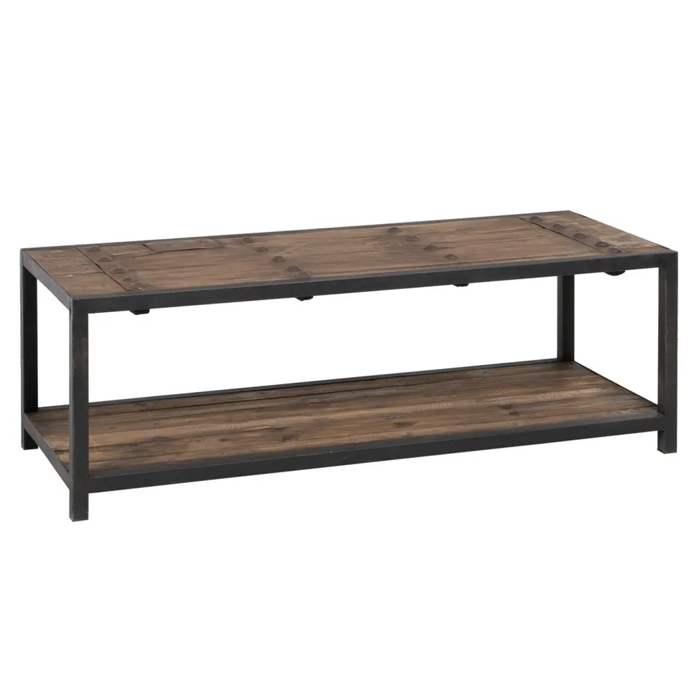 Mesa de Centro Industrial en Madera Reciclada 64 x 165 x 55 cm 