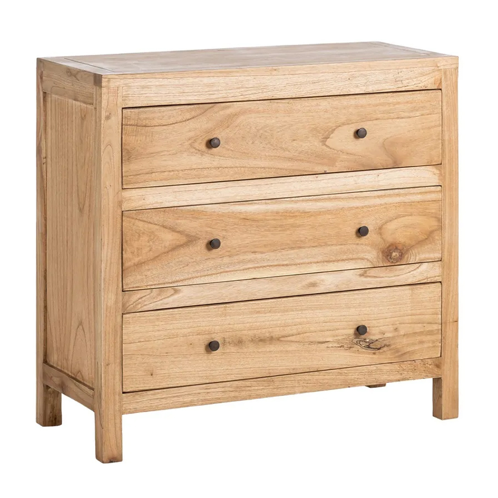 Cómoda de Madera de Mindi 3 Cajones 40 x 90 x 85 cm 