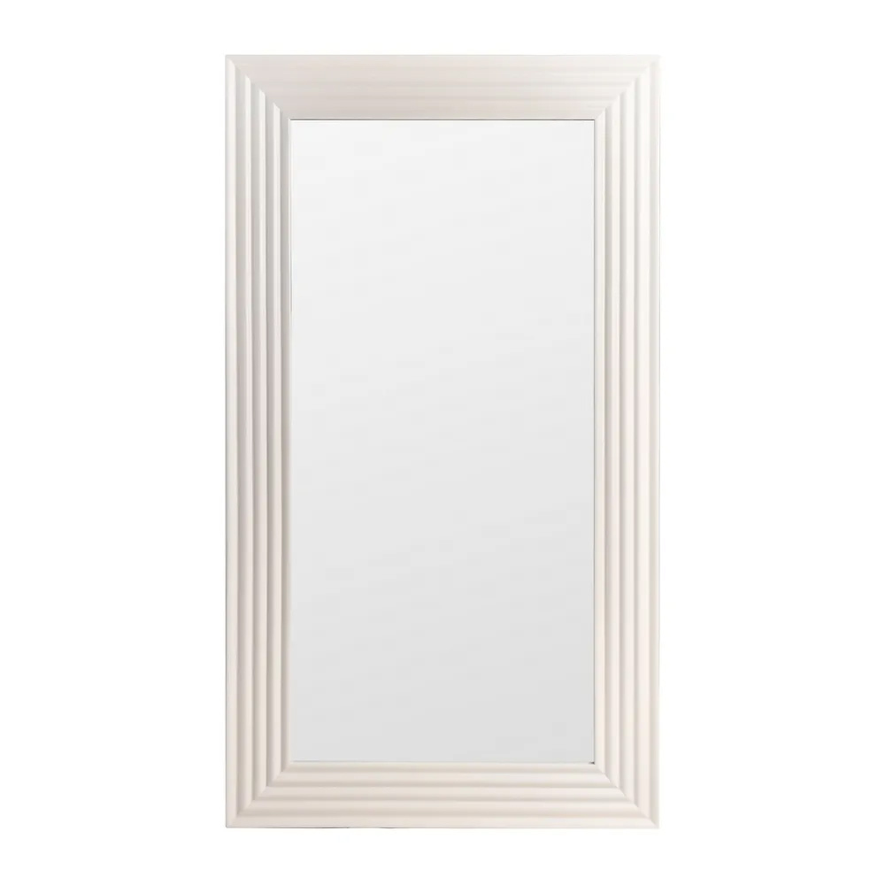 Espejo de Pared Marco de Madera Crema 3 x 100 x 180 cm 