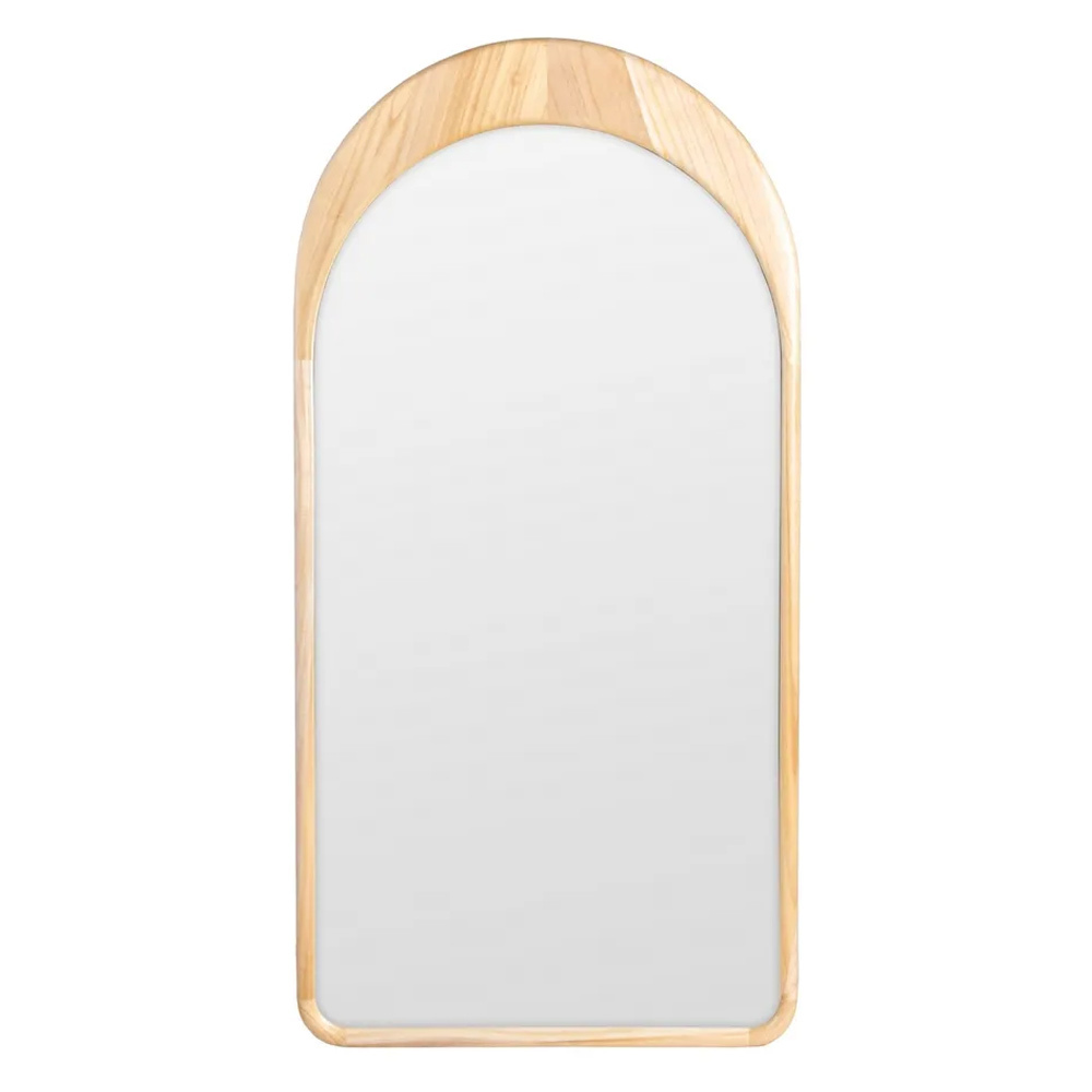 Espejo de Pared Marco de Madera Natural 3 x 90 x 180 cm 