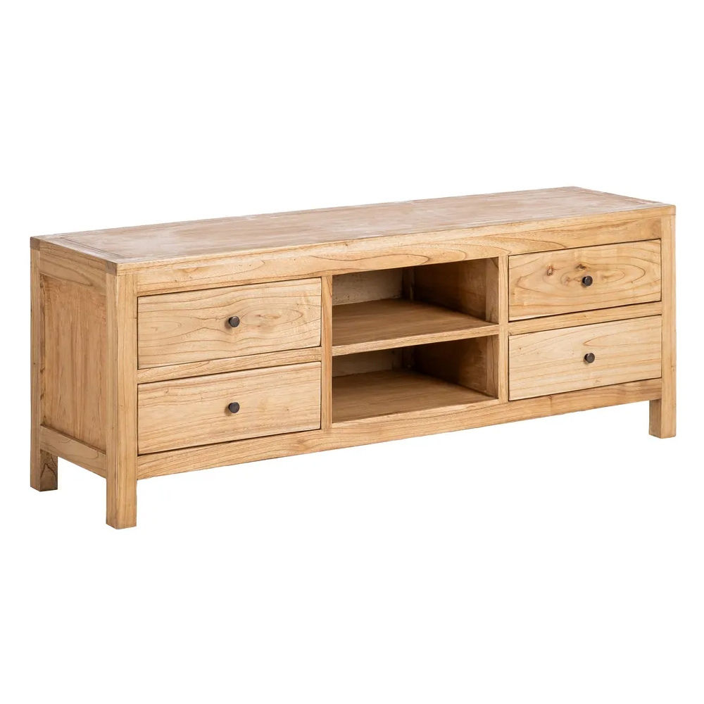 Mueble de Televisión de Madera Natural 4 Cajones 40 x 150 x 55 cm 