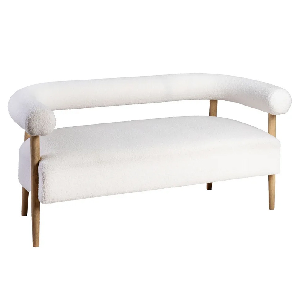 Sofá 2 Plazas Tejido Poliéster Beige y Plywood 67 x 143 x 69 cm   