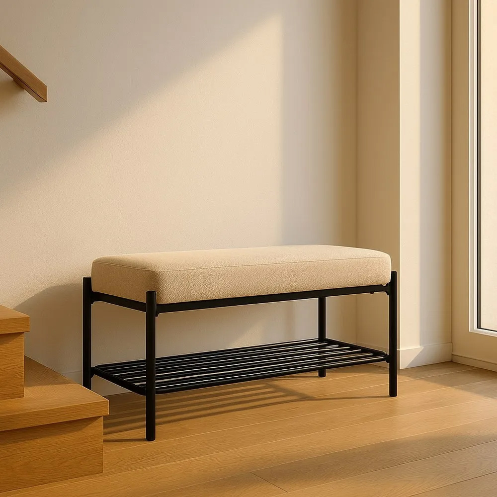 Banco Beige Patas de Hierro 36 x 91 x 45 cm 