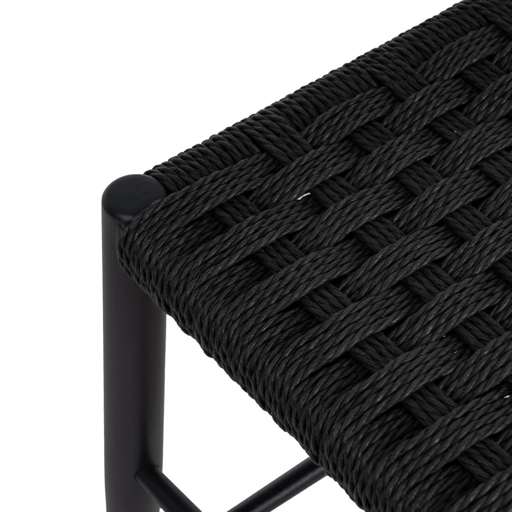Banco de Acero Negro y Cuerda de Papel 35 x 100 x 46 cm 