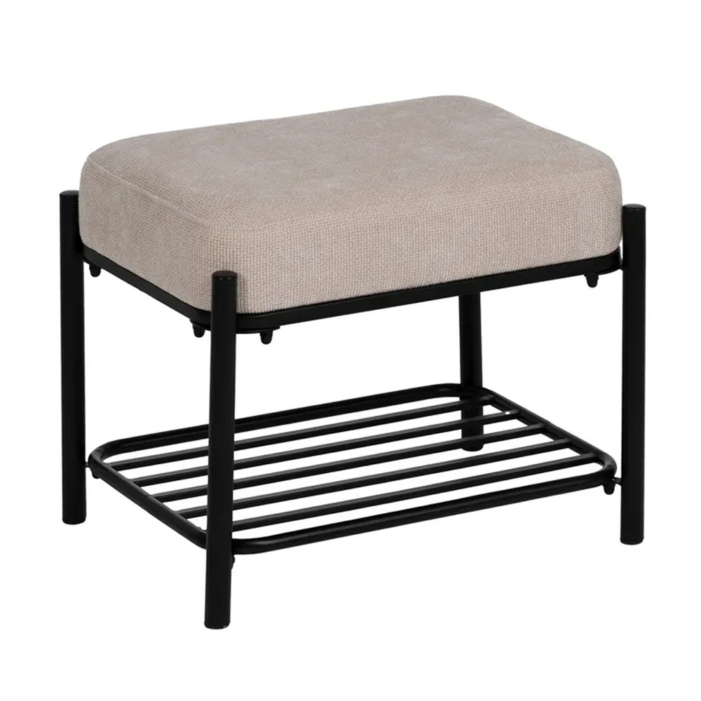 Banqueta Beige Patas de Hierro Negras 37 x 51 x 45 cm 
