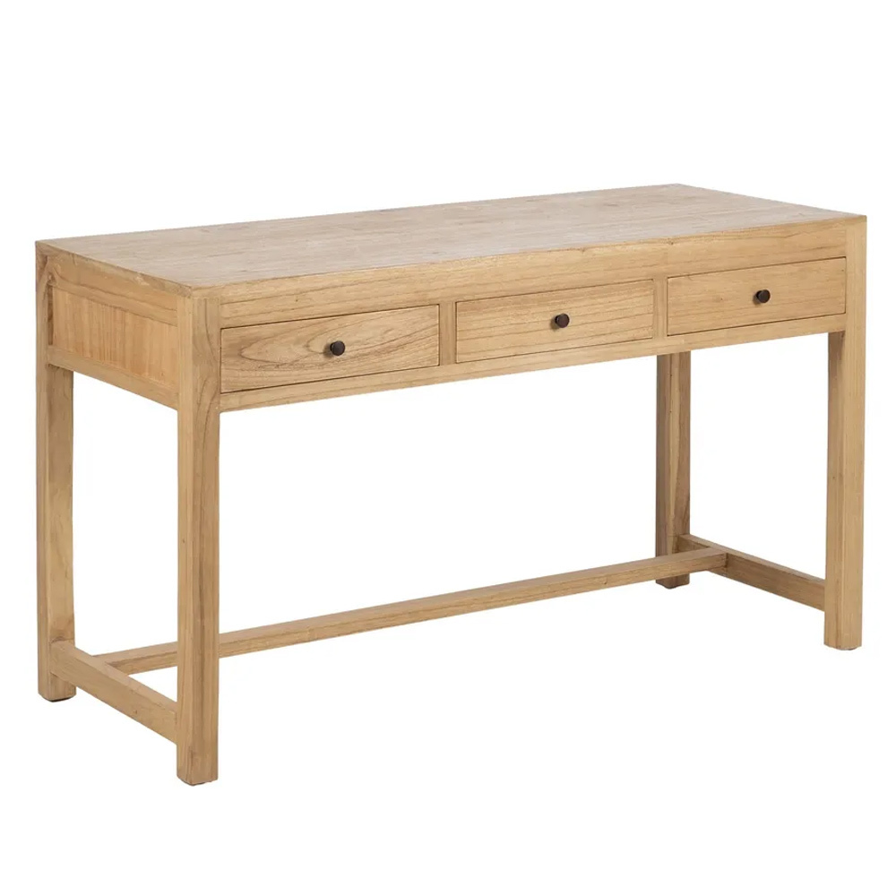 Escritorio de Madera Natural 3 Cajones 55 x 130 x 77 cm 