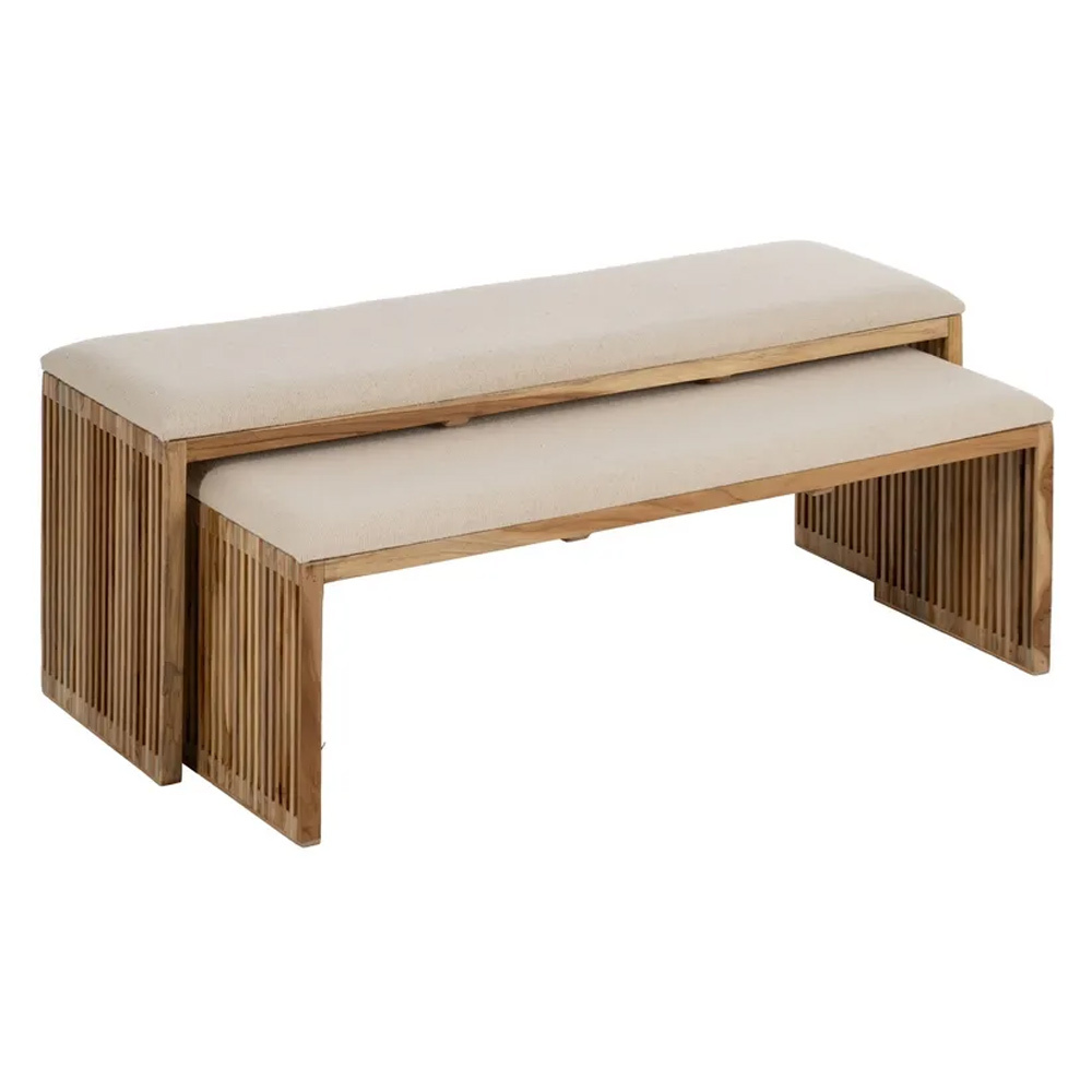 Set 2 Banquetas de Madera Teca Natural 35 x 115 x 45 cm 