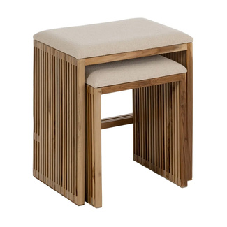 Set 2 Banquetas de Madera de Teca 34 x 50 x 60 cm 