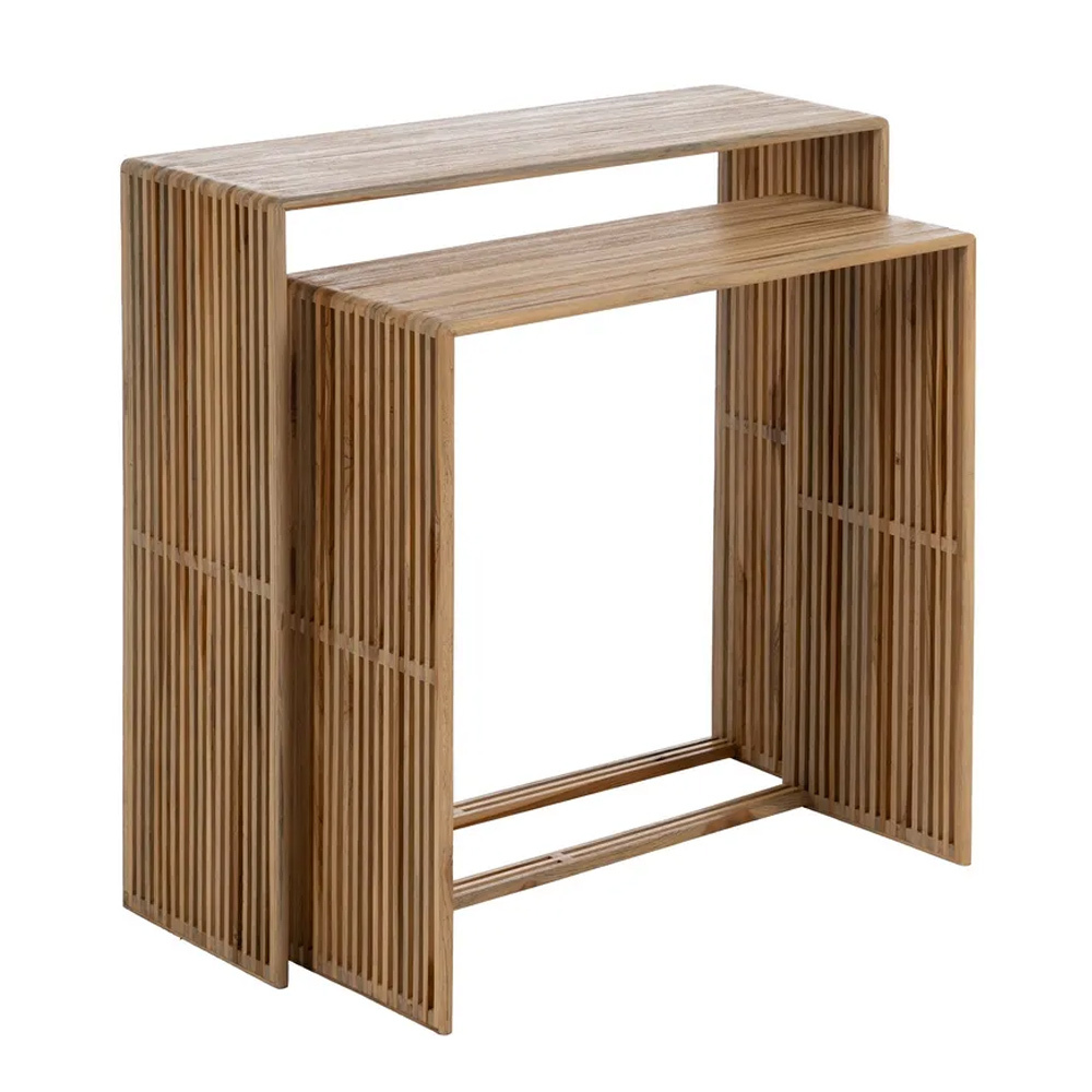 Set de 2 Consolas de Madera teca Reciclada 30 x 85 x 86 cm 