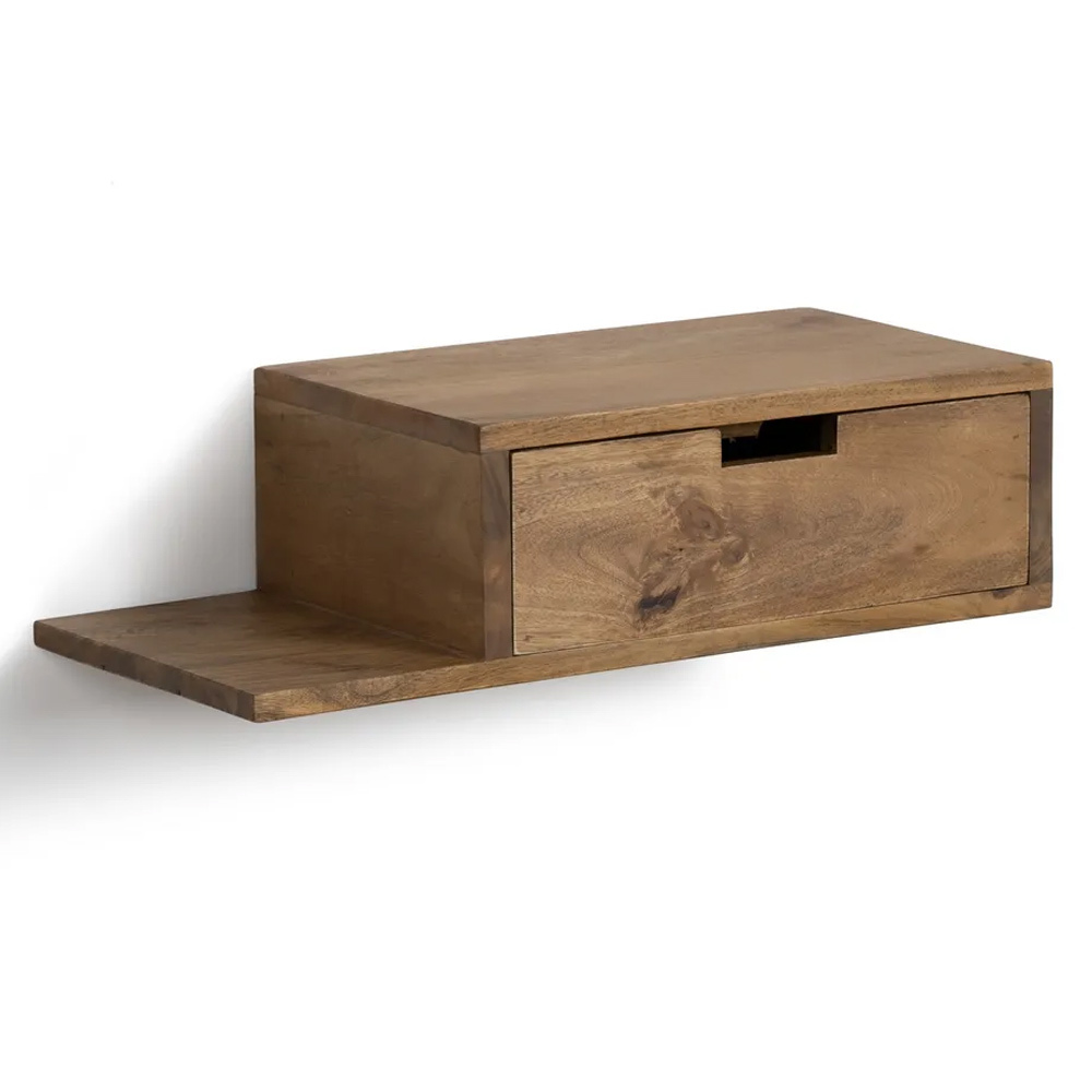 Set 2 Mesitas de Noche Flotantes de Madera 25 x 55 x 15 cm 