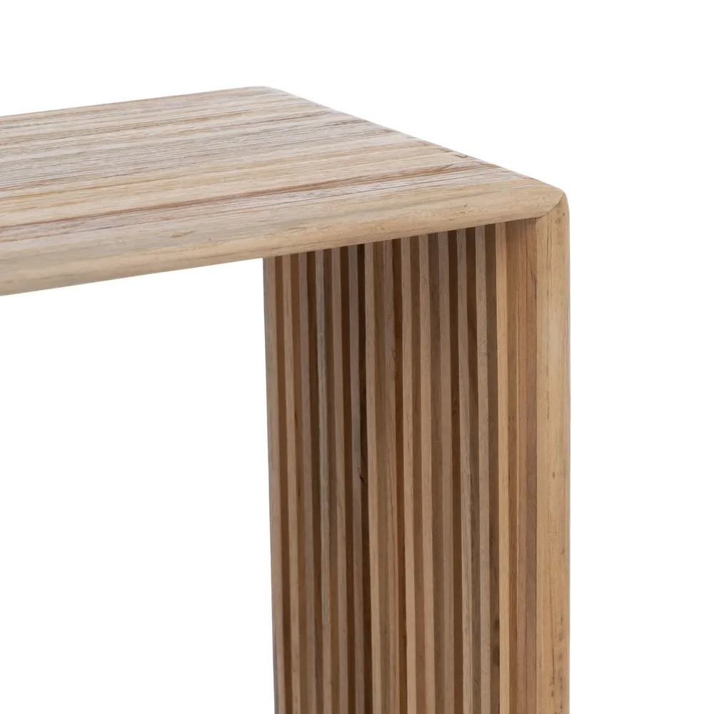 Set 2 Peanas de Madera de Teca Natural 27 x 33 x 86 cm 