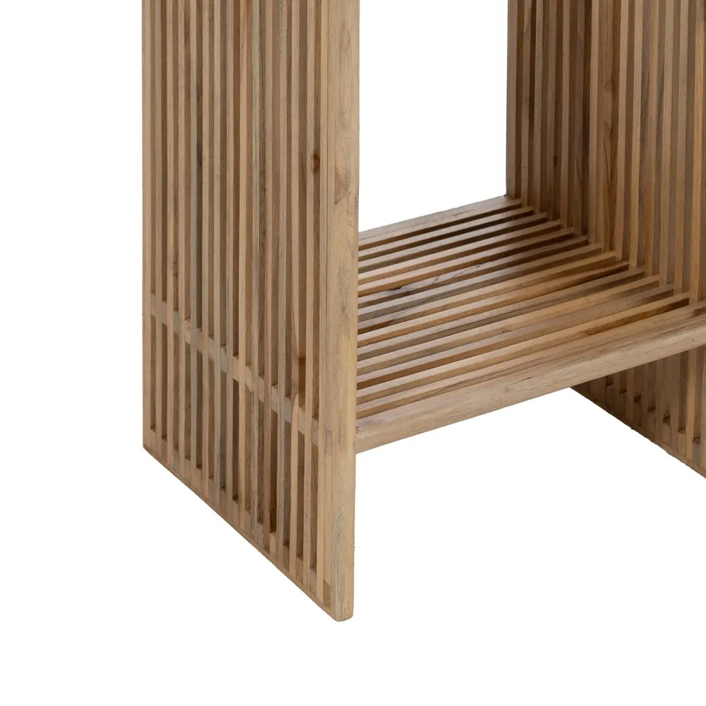 Set 2 Peanas de Madera de Teca Natural 27 x 33 x 86 cm 