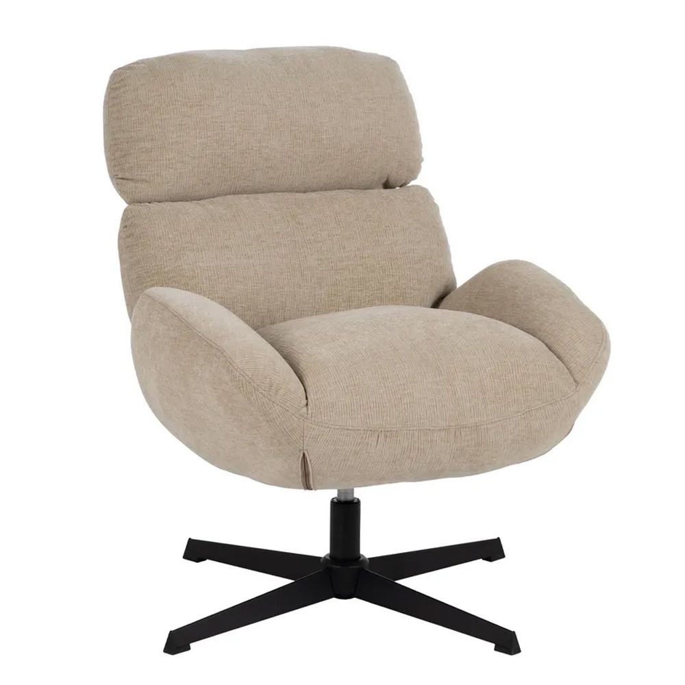 Sillón Giratorio Tejido de Poliéster Beige 78 x 72 x 88 cm 
