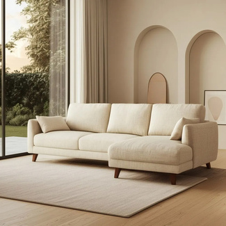 Sofá Chaise Longue Tejido de Poliéster 155 x 240 x 86 cm 