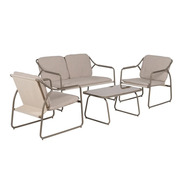 Conjunto Exterior de Acero Beige y Tejido Olefina 