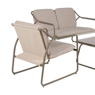 Conjunto Exterior de Acero Beige y Tejido Olefina 